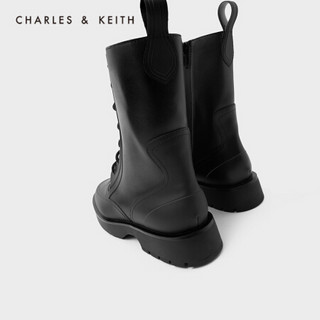 CHARLES＆KEITH2021春季CK1-90380116女士英伦风系带马丁靴 Black黑色 36