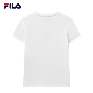 FILA 斐乐女装WHITE LINE系列官方女士T恤2021春季新款舒适肤经典针织短袖衫商场同款 标准白-WT 180/96A/XXL