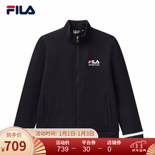 FILA 斐乐官方男士针织外套2020秋冬季新款运动外套茄克男 传奇蓝-NV 180/100A/XL