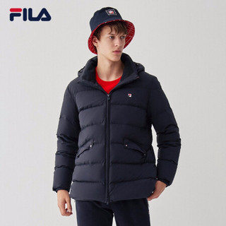 FILA  斐乐官方 男士羽绒服 2020年冬季新款保暖连帽羽绒外套 传奇蓝-NV 170/92A/M