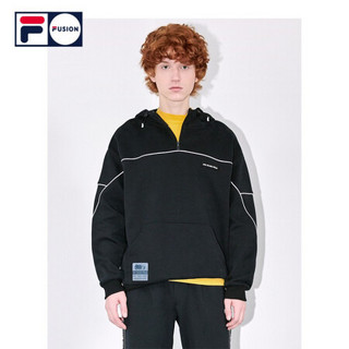 FILA FUSION 斐乐 男子连帽卫衣 2020冬季新款拼接卫衣男潮 深黑-BK（宽松版型，建议拍小一码） 170/92A/M