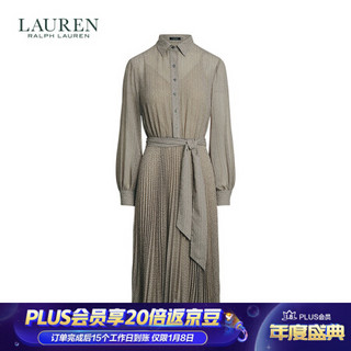 RALPH LAURENLauren/拉夫劳伦女装 2020年秋季人字斜纹乔其纱衬衫式连衣裙60404 020-灰色 0