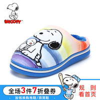 SNOOPY 史努比 童鞋儿童拖鞋时尚2020冬季新款防滑居家鞋加绒保暖棉拖鞋 蓝色 24码内长约165mm