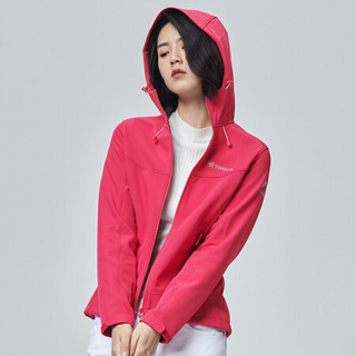 探路者（TOREAD）软壳服 20秋冬男女情侣款加绒外套 户外防风保暖夹克 TAEI92022 胭脂红（女）XL