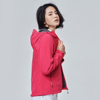 探路者（TOREAD）软壳服 20秋冬男女情侣款加绒外套 户外防风保暖夹克 TAEI92022 胭脂红（女）XL