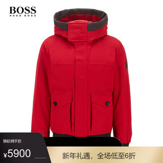 HUGO BOSS雨果博斯男士2020秋季新款防水面料连帽羽绒服外套 620-红色 44