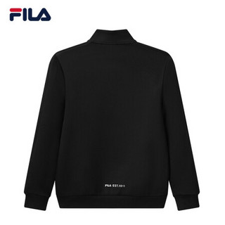 FILA 斐乐官方 男士针织上衣2021年春季新款长袖休闲运动外套 正黑色-BK 185/104A/XXL