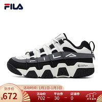 FILA 斐乐官方BARRICADE LOW篮球鞋女2021春季新款休闲低帮运动鞋商场同款 黑/明亮白-BB 38