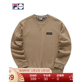 FILA FUSION 斐乐 男子套头卫衣 2020冬季新款拼接串标卫衣男 灰胡桃-BN 185/104A/XXL