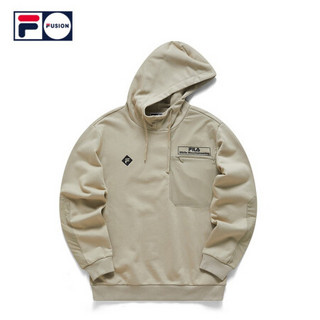 FILA FUSION ×WM白山斐乐男子连帽卫衣2020冬季新款口袋潮流卫衣 淡卡其-BG 180/100A/XL