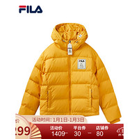 FILA x MIHARA 斐乐羽绒服女2020冬季新款LOGO连帽羽绒短款外套女 芒金黄-YE 175/92A/XL