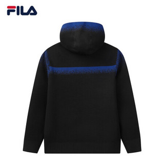 FILA 斐乐男子连帽外套开衫2020秋新款休闲时尚保暖拉链运动外套 正黑色-BK 185/104A/XXL