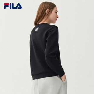 FILA 斐乐官方 女子套头卫衣2021春季新款时尚先锋潮流运动卫衣 正黑色-BK 175/92A/XL