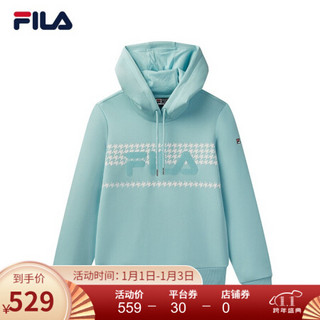 FILA 斐乐官方女子连帽卫衣 2020年冬季新款 运动套头衫女上衣 普莱林蓝-LB 175/92A/XL