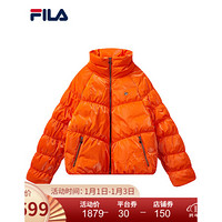 FILA 斐乐官方 女子羽绒服2020冬季新款运动短款运动服羽绒外套女 橘色-OR 160/80A/S