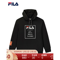 FILA x MIHARA斐乐官方连帽卫衣男子2020冬季新款运动套头衫宽松 正黑色-BK 180/100A/XL