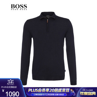 HUGO BOSS雨果博斯商务休闲立领针织毛衣男50298544 402-深蓝色 XL