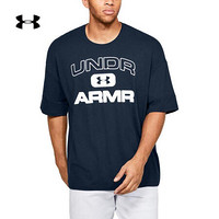 安德玛官方UA 运动短袖T恤男女同款Under Armour1351345 深蓝色408 男码L/女码XL