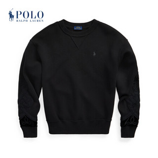 Ralph Lauren/拉夫劳伦女装 2020年冬季饰带镶边起绒布运动衫21923 001-黑色 S