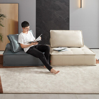 顾家家居（KUKA）懒人沙发 简约休闲大方块组合沙发科技布布艺懒人椅客厅小户型XJ 15天发货  米白
