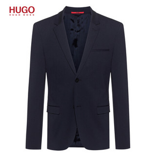 HUGO BOSS雨果博斯西装男2020秋季新款抗皱面料修身西服套装 410-藏青色 46