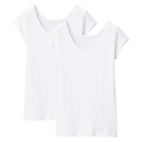 无印良品 無印良品 MUJI 女式 印度棉罗纹编织 法国袖衫2件装 白色 XL