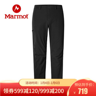 Marmot/土拨鼠时尚运动防风保暖弹性M3软壳裤男户外 曜石黑001 34