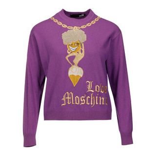 LOVE MOSCHINO 莫斯奇诺 紫色小女孩图案毛衣 W S G82 21 X 9002 V80 44 女款