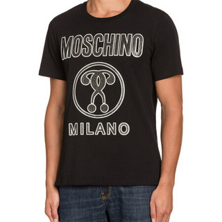 MOSCHINO 莫斯奇诺 黑色圆领double question系列 短袖T恤ZP A0709 2040 0555 46男款