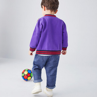 安奈儿童装男童外套秋装新款儿童外套宝宝棒球服洋气幼儿夹克春秋 龙胆紫 100cm