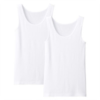 无印良品 無印良品 MUJI 女式 印度棉罗纹编织 背心2件装 白色 XL