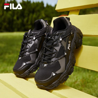 FILA 斐乐官方 FLUID猫爪老爹鞋女 2020秋季新款休闲复古运动鞋女鞋 黑-BK-F12W114140F 35.5