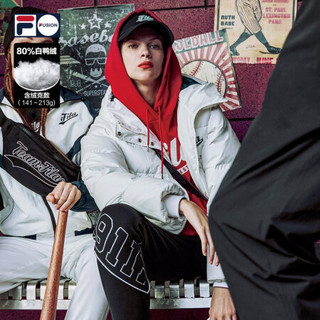 FILA FUSION 斐乐女士羽绒服2020年冬季新款连帽短款黑色保暖外套 标准白-WT（宽松版型，建议拍小一码） 160/80A/S