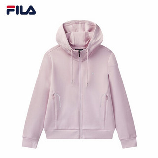 FILA 斐乐官方 女士针织连帽外套2020秋冬季新款运动外套舒适 酡颜紫-VT 160/80A/S