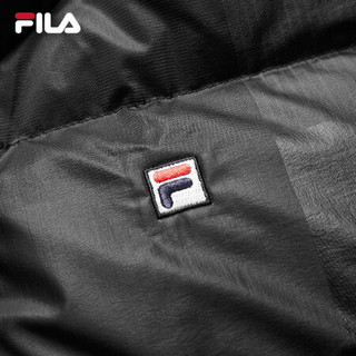 FILA 斐乐官方 女士羽绒马甲2020年冬季新款短款保暖立领休闲外套 正黑色-BK 165/84A/M