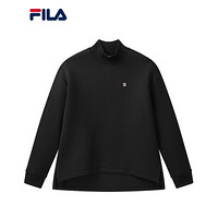 FILA 斐乐官方女子套头卫衣2020冬季新款简洁宽松拼接休闲上衣女 正黑色-BK 170/88A/L