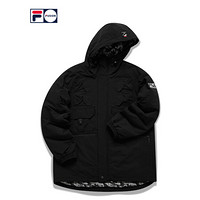 FILA FUSION x WM白山联名 斐乐男士棉服2021春季新款潮流外套 深黑-BK（宽松版型，建议拍小一码） 175/96A/L