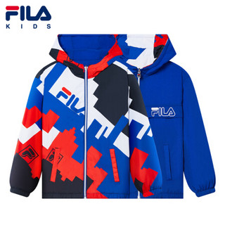 FILA KIDS 斐乐儿童男孩梭织外套2021年春季新款休闲运动可爱上衣 间蓝色-RB 130