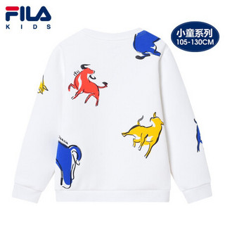 FILA KIDS 斐乐儿童小童套头卫衣2021年春季新款时尚印花卫衣男女 标准白-WT 105