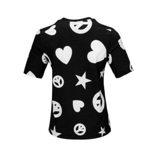 LOVE MOSCHINO 莫斯奇诺 黑色底白色爱心logo图案短袖T恤衫 W 4 F15 00 M 4133 0033 40 女款