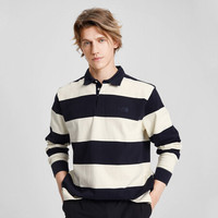 TheNorthFace北面长袖POLO衫男户外舒适透气上新|4QPP SA6/米白色/蓝色 M