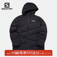 萨洛蒙（Salomon）男女款 户外运动防风防泼水舒适轻量保暖鹅绒羽绒服 PUFFDOWN JKT 黑色 201023 M