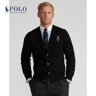 Ralph Lauren/拉夫劳伦男装 2020年秋季粗呢小熊纺针织开襟衫12867 001-黑色 S