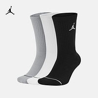 NIKE 耐克 Jordan 官方JORDAN EVERYDAY MAX CREW 运动袜（3 双）SX5545（S、100白/白/白/(黑)）