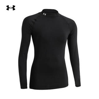 安德玛官方UA HeatGear女子强力伸缩型高领长袖紧身衣Under Armour1355606 黑色001 XXL