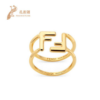 FENDI/芬迪2021新款女士时尚经典金属材质FF细节设计戒指 金色