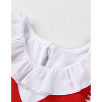 小猪班纳女童长袖连衣裙宝宝荷叶领口裙子儿童学院风甜美长裙 经典红 80cm