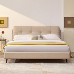 QuanU 全友 105135A+105169 现代简约软床+床垫 米白色 1.5m床