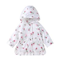 安奈儿童装女小童梭织外套连帽清新甜美新款洋气花边下摆 TG915161 白红花 80cm