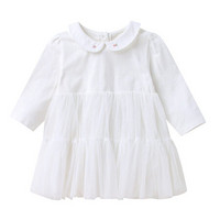 安奈儿童装女婴童网纱裙连体衣甜美风新款婴儿宝宝裙A类 米白 66cm